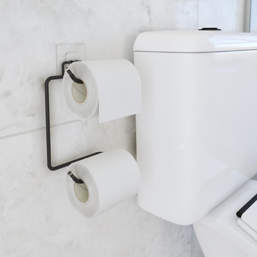 Suporte Duplo para Papel Higiênico - Preto