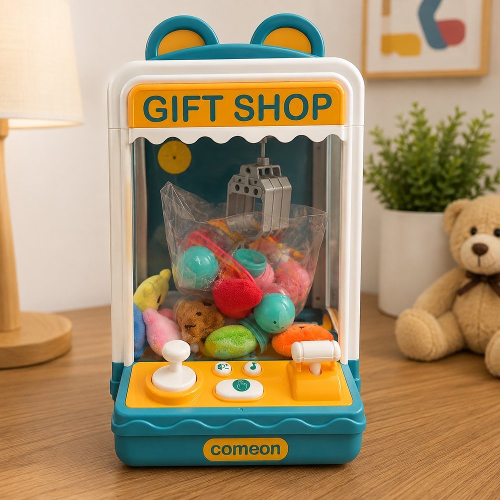 Máquina de Pegar Brinquedos Garra Infantil com Luz e Música - verde