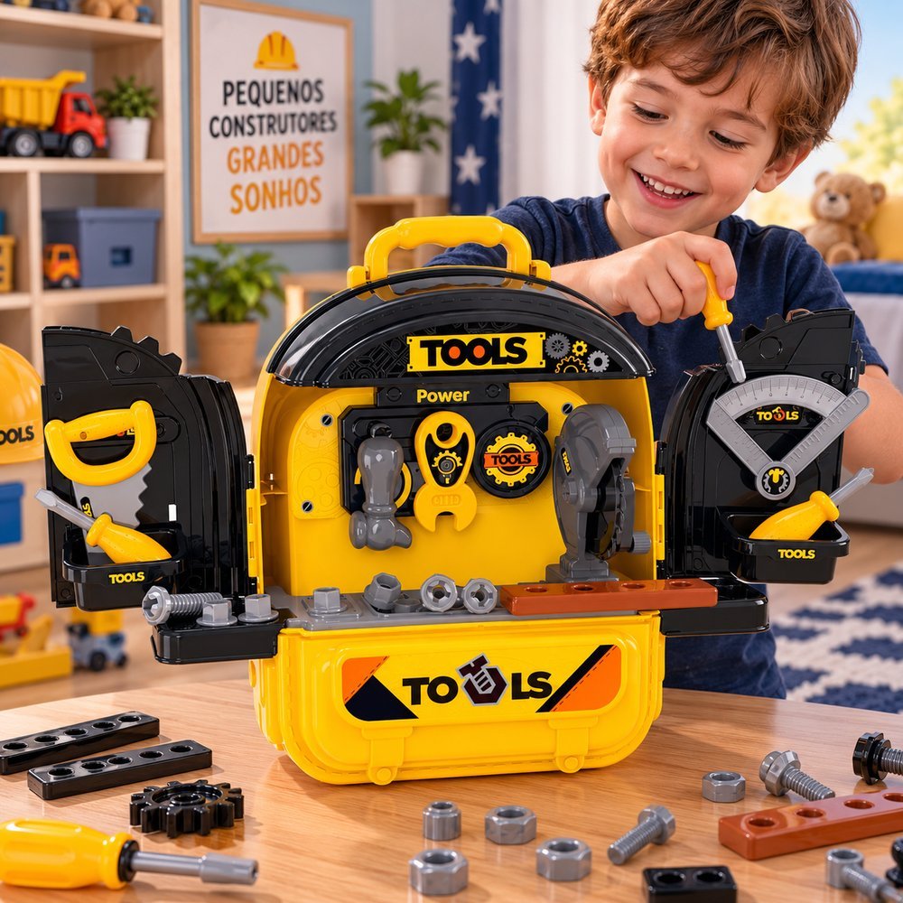 Super Mochila Construtor 3 em 1  com Ferramentas e Acessórios