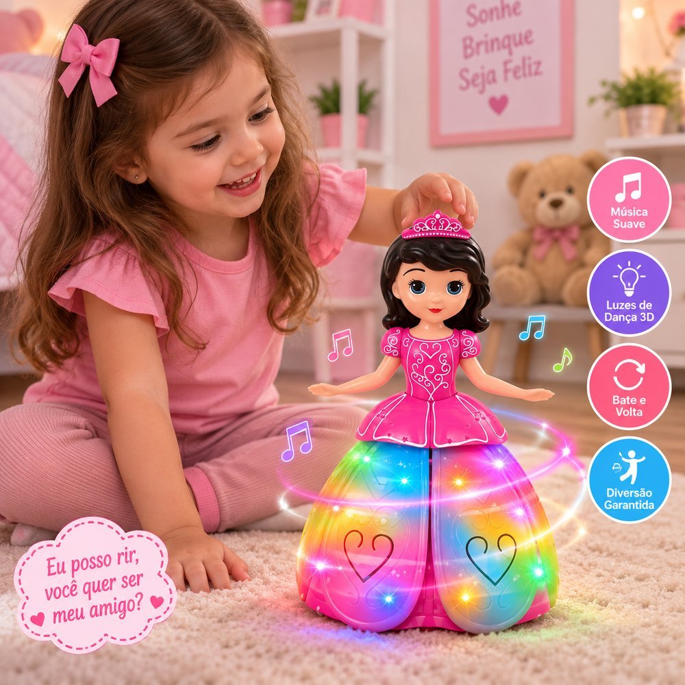 Princesa Bate e Volta com Luz e Som - Rosa