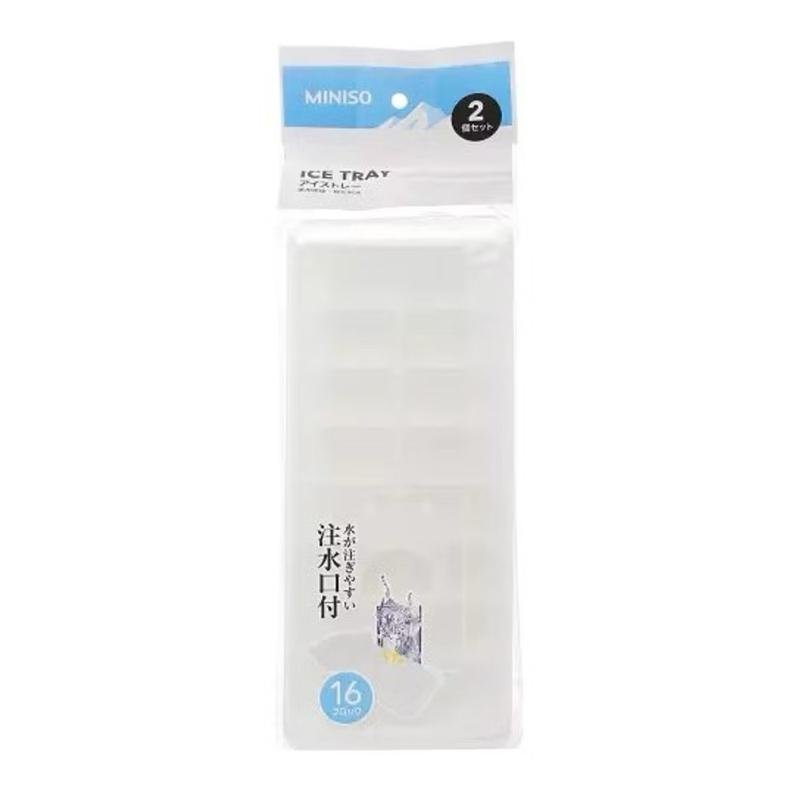 Kit 2 Formas de Gelo com Tampa 16 Cubos Cada Cozinha Geladeira - Cor Branca