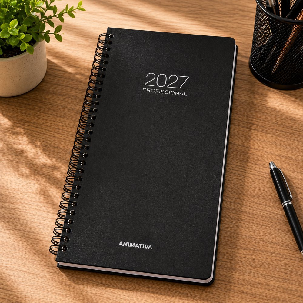Agenda Anual Capa Dura Espiral 2027 - Preta