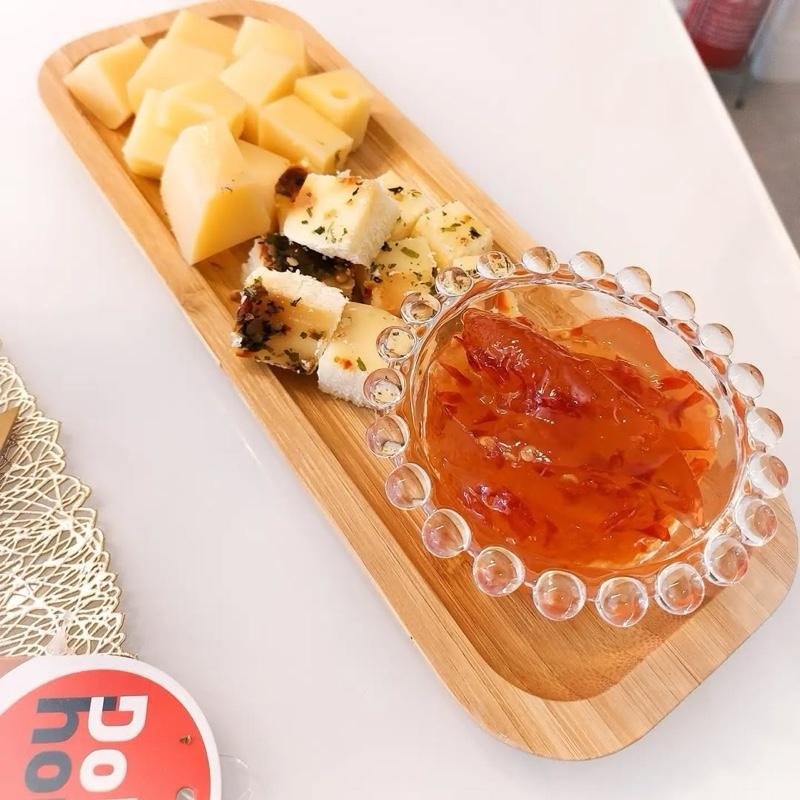 Petisqueira Bambu Retangular Tábua Bandeja Para Frios Azeitonas Castanhas Queijos Molhos