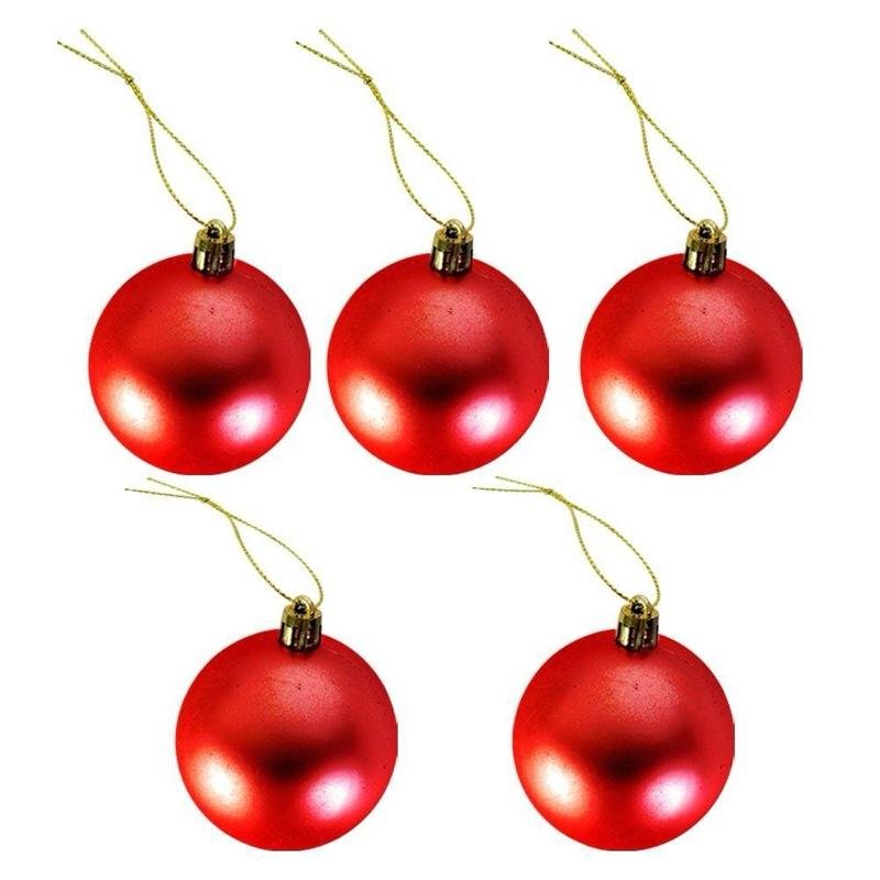 Kit Enfeites de Natal Completo Bolas Estrela Dourado e Vermelho Conjunto Com 40 Peças Variadas