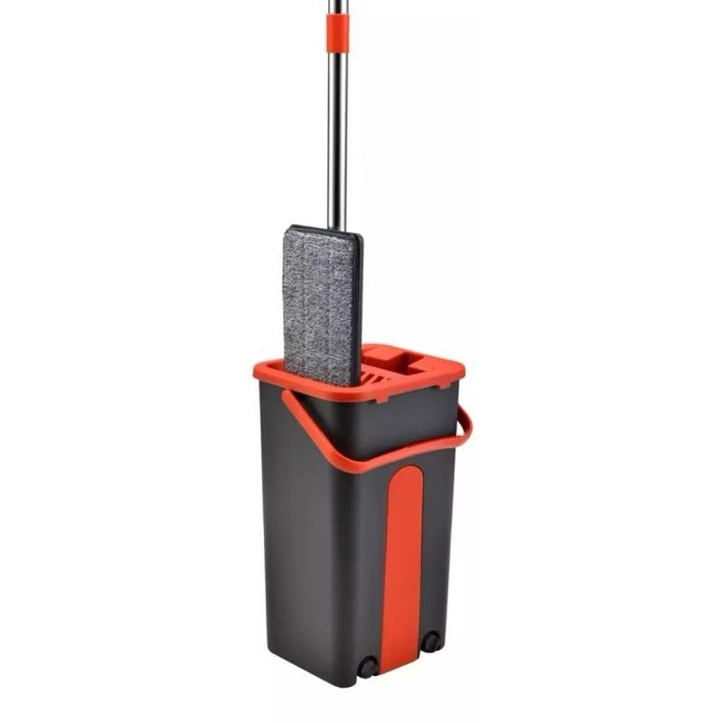 Flat Mop Rodo Lava e Seca com Balde e 1 Refil Microfibra Lavável Limpeza Rodo Mágico 5 Litros