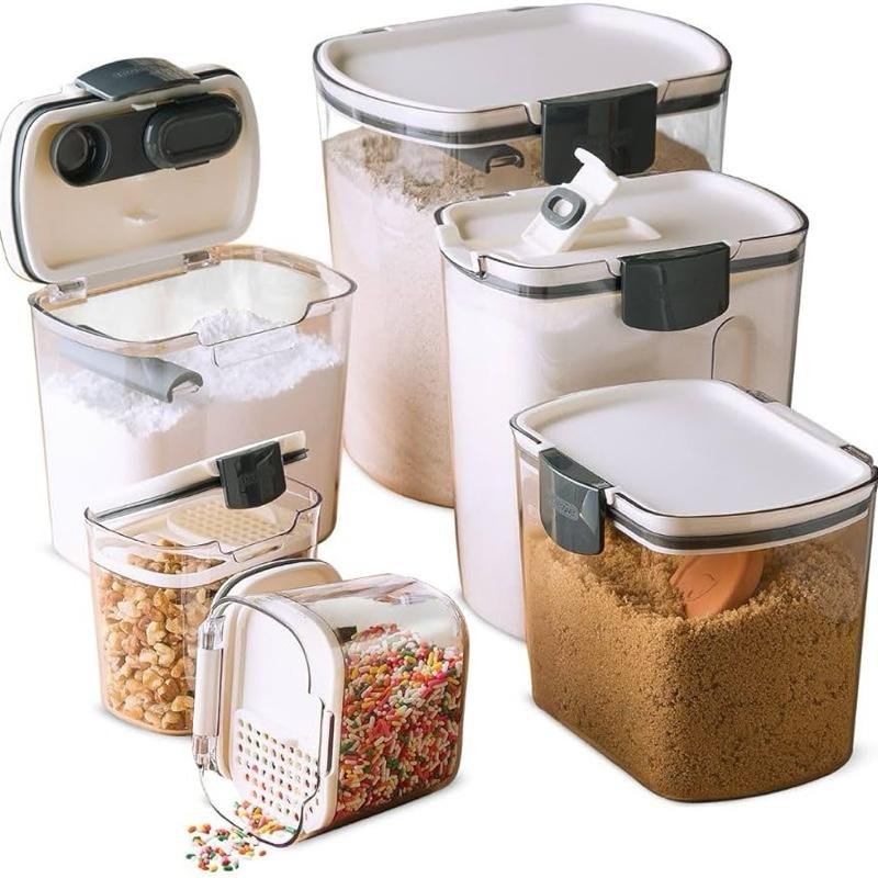 Kit 4 Potes Herméticos Cozinha Armazena Grãos Cereais Farinhas Temperos Vedação Para Armários Despensas Bancadas