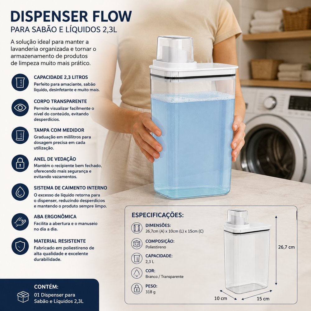 Dispenser para Sabão e Liquidos 2,3L