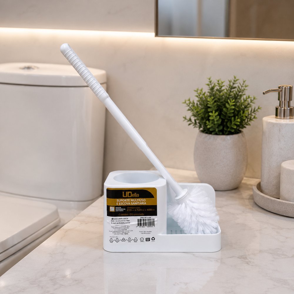 Kit Suporte Multiuso e Escova Sanitária - Branca