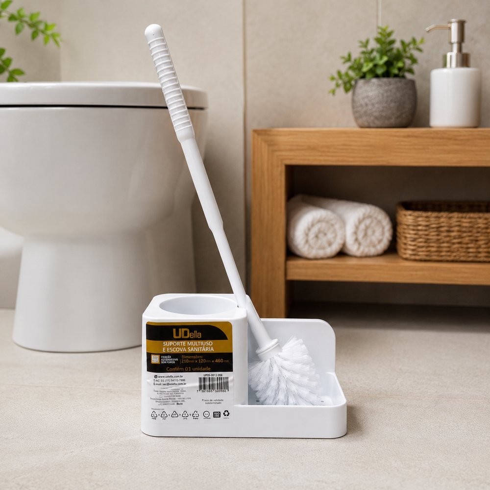 Kit Suporte Multiuso e Escova Sanitária - Branca