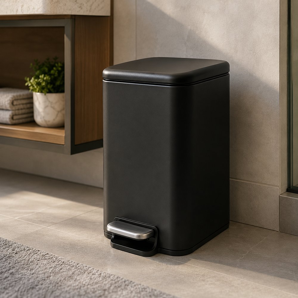 Lixeira com Pedal Linea Matte 5 Litros - Preto Fosco