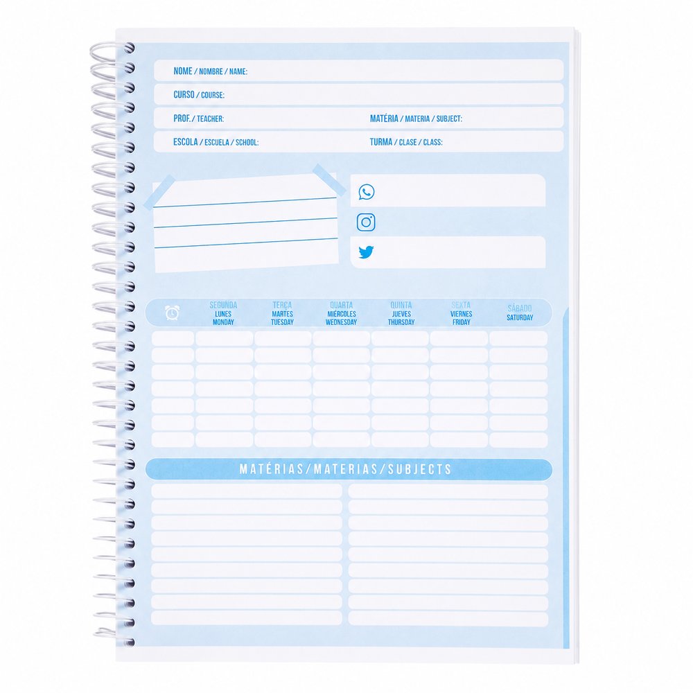 Caderno universitário Espiral 10 Matérias 160 Folhas - Rosa