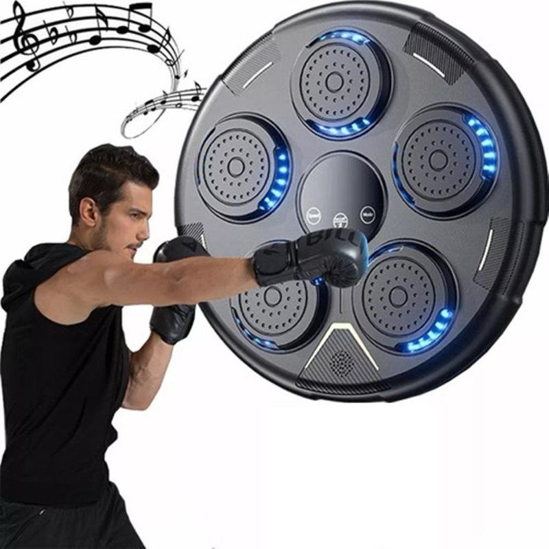 Máquina de Boxe Musical Inteligente Luzes RGB Sincronizadas Boxe MMA Muay Thai Karatê Taekwondo Treinos - Preta