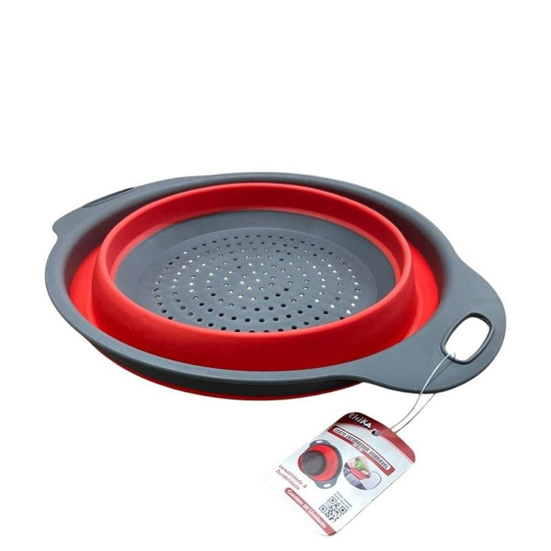Escorredor Dobrável Retrátil 24cm - Vermelho