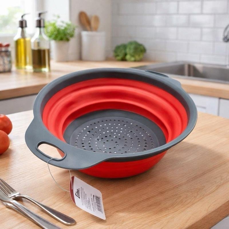 Escorredor Dobrável Retrátil 24cm - Vermelho