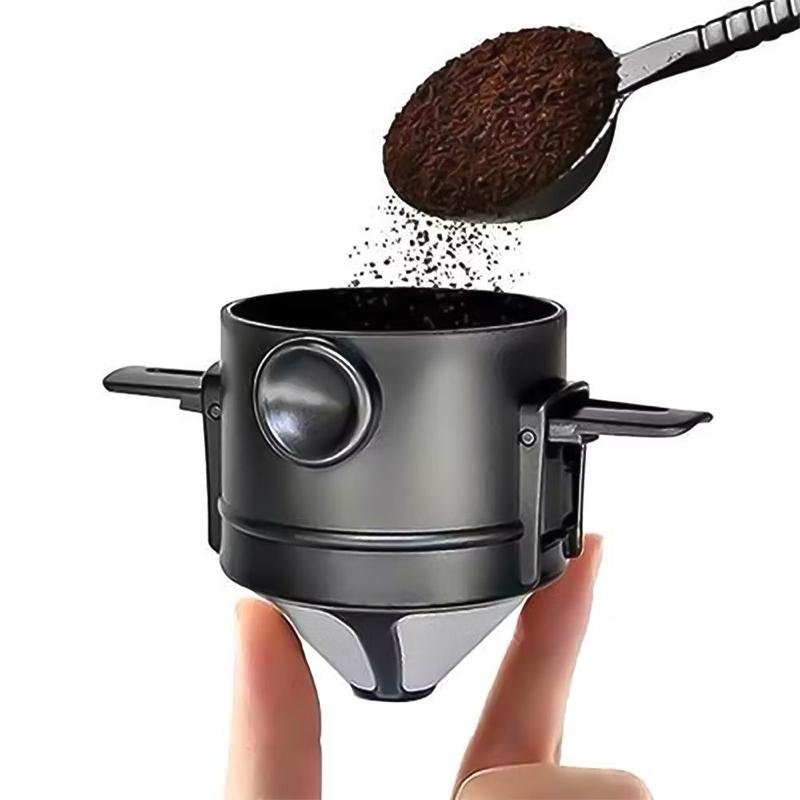 Mini Filtro Coador de Café Chá Portátil Reutilizável Com Suporte Dobrável Lavável Individual Cozinha