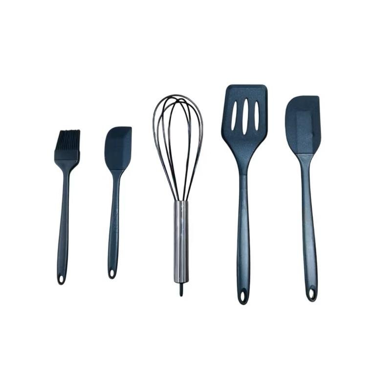 Kit 5 Peças Utensílios de Cozinha em Silicone Pincel Batedor de ovos Fuê Espátula Sortido