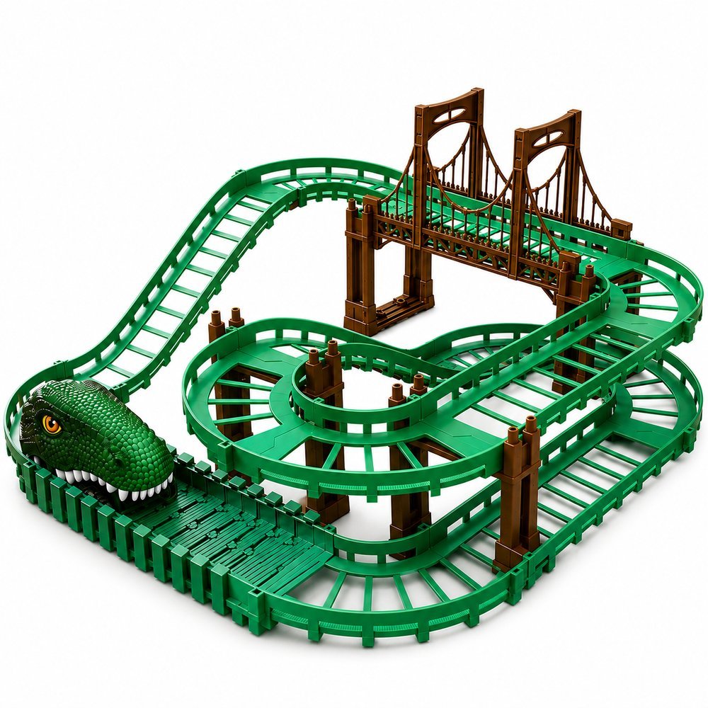 Pista Infantil de Dinossauros  com Carrinho Motorizados - Verde