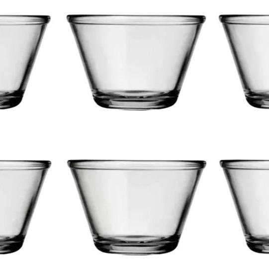 Conjunto 6 Unidades Bowl Carmine Vidro Transparente 350ml Tigela Cumbuca Sobremesa