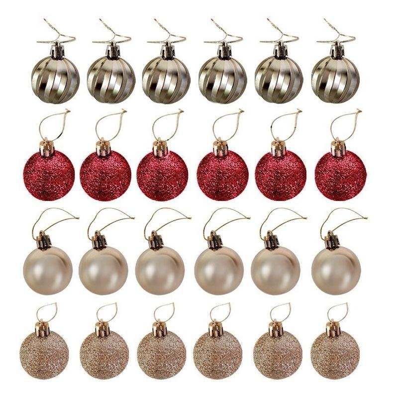 Kit Enfeites de Natal Completo Bolas Estrela Dourado e Vermelho Conjunto Com 40 Peças Variadas