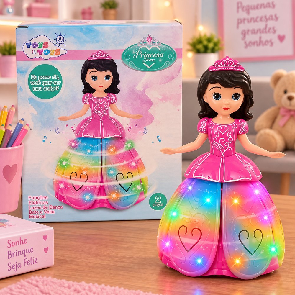 Princesa Bate e Volta com Luz e Som - Rosa
