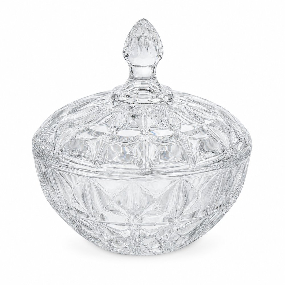 Bomboniere Diamond de Vidro com Tampa 19,5cm