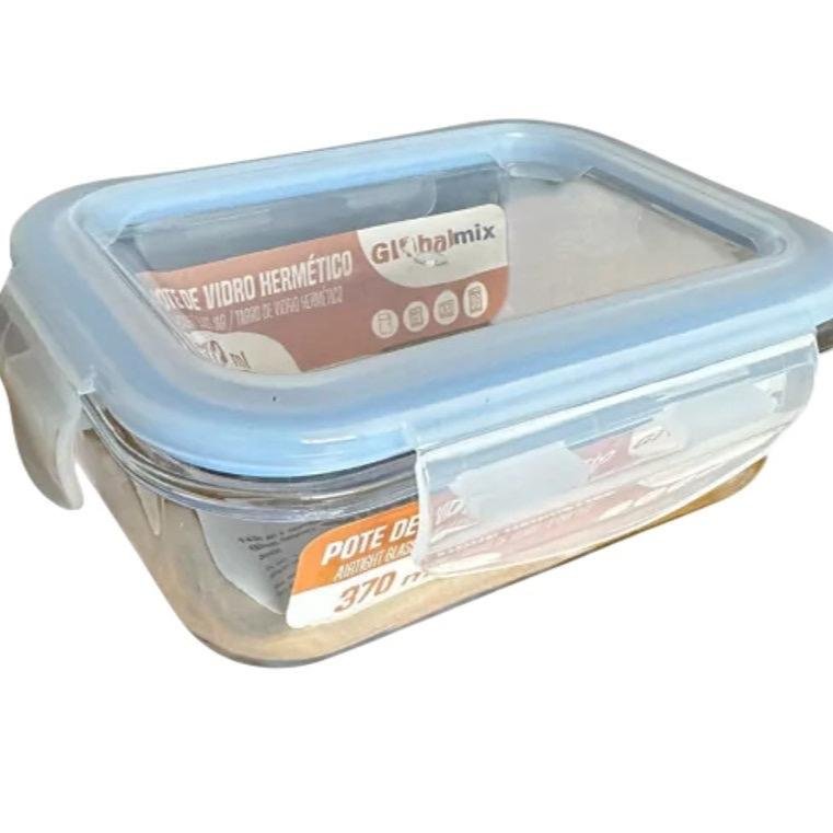 Pote Retangular Hermético De Vidro 370ml - Ou Com Divisória 1040ml e 1520ml Marmitas Fitness Saudável Forno Microondas