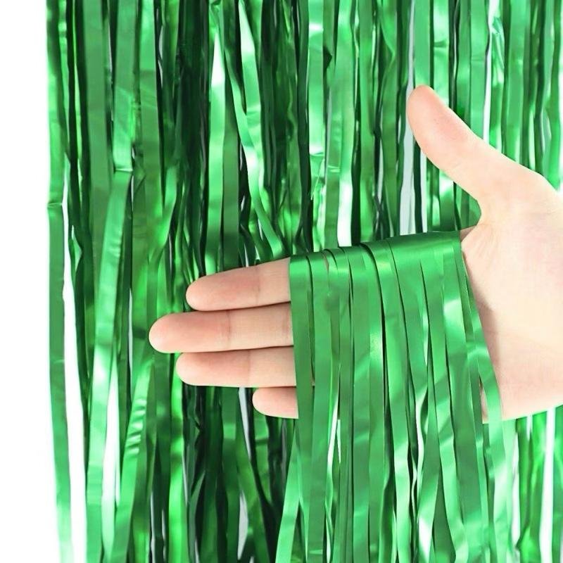 Cortina Metalizada Fitas Para Decoração Natal E Ano Novo Virada Fitas para Fixação 2 Metros Cor:Verde