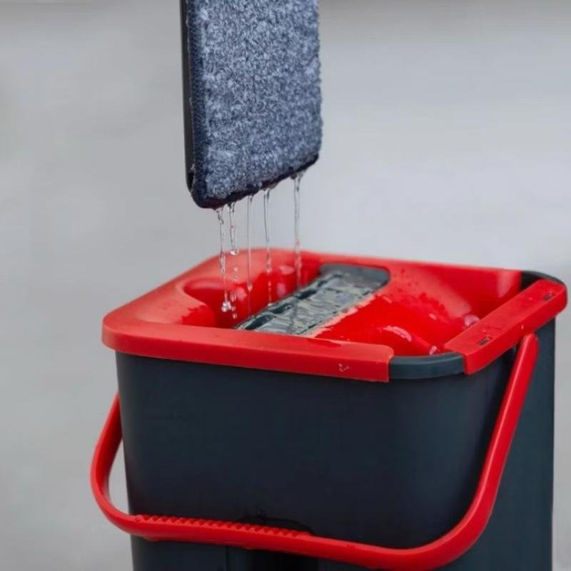 Flat Mop Rodo Lava e Seca com Balde e 1 Refil Microfibra Lavável Limpeza Rodo Mágico 5 Litros