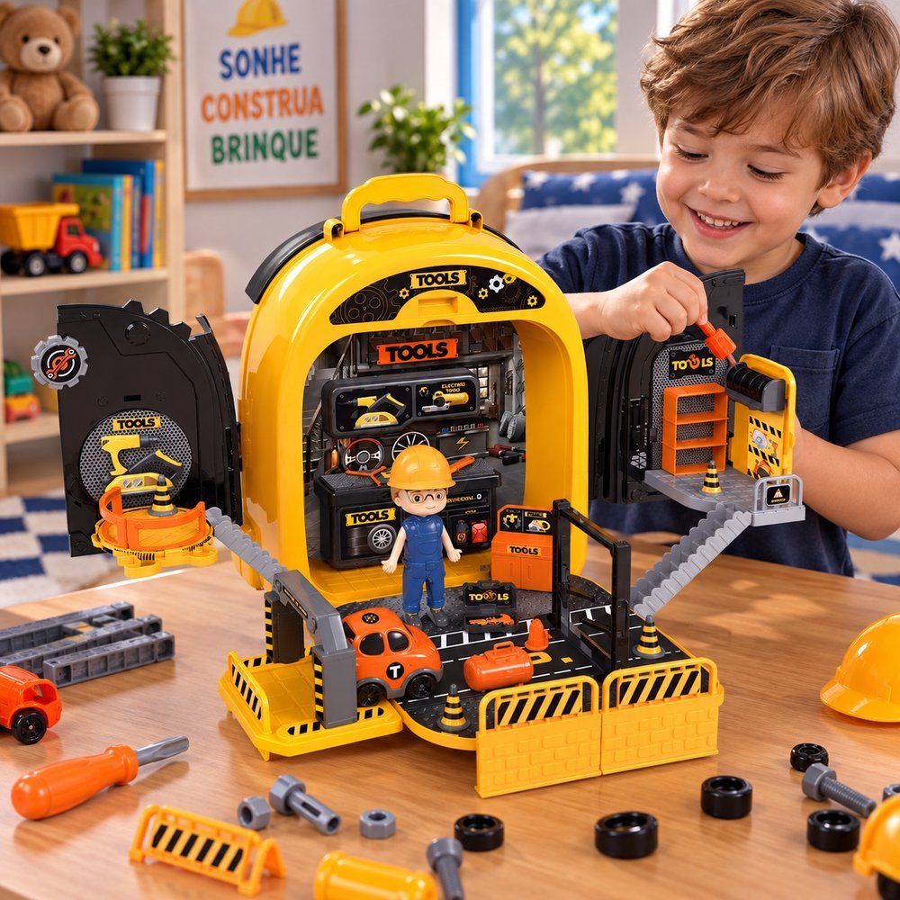 Super Mochila Construtor 3 em 1  com Ferramentas e Acessórios