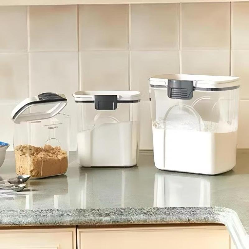 Kit 4 Potes Herméticos Cozinha Armazena Grãos Cereais Farinhas Temperos Vedação Para Armários Despensas Bancadas