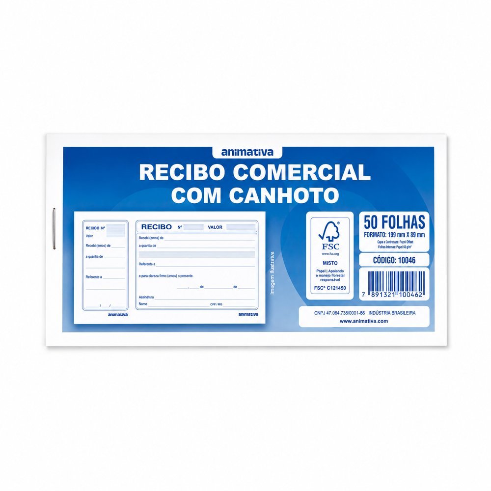 Bloco Controle  de Recibo 50 Folhas -Azul