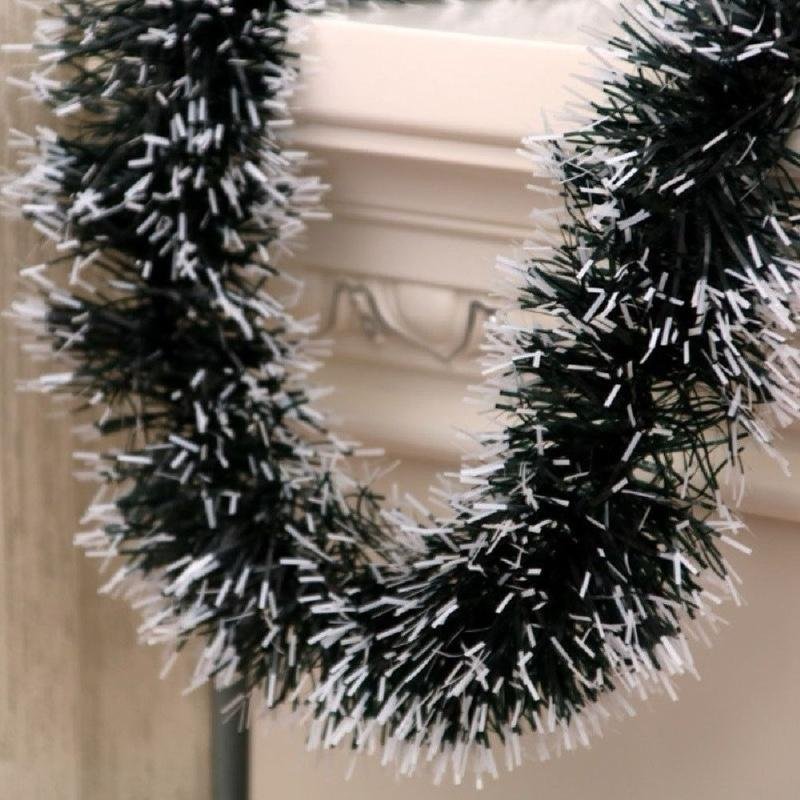 Festão Verde Nevado 2m x 9cm Decoração Natal PVC e Arame Mesas Portas Jardins Estantes Na Ceia