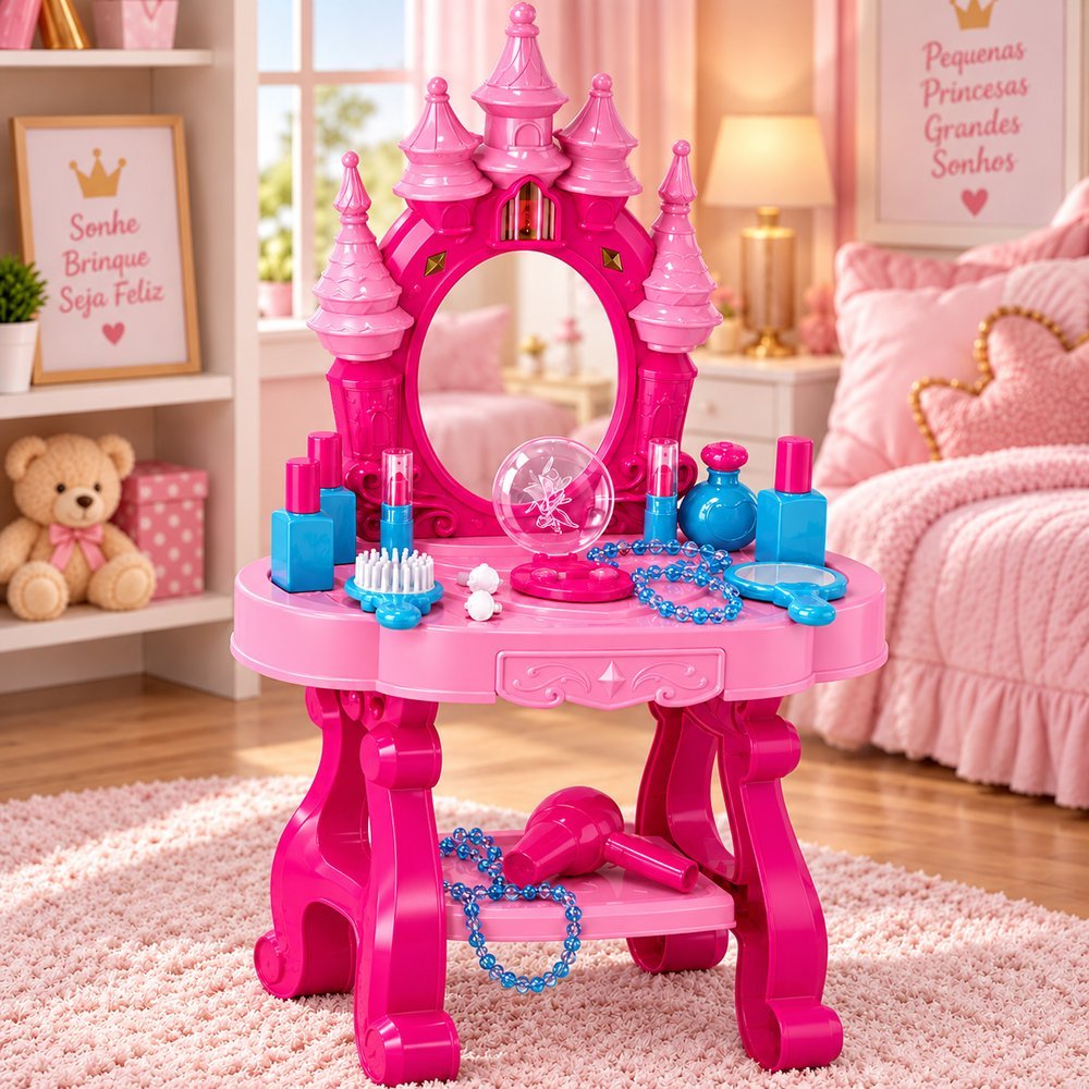 Camarim Castelo Infantil com Som, Luz e 20 Peças - Rosa