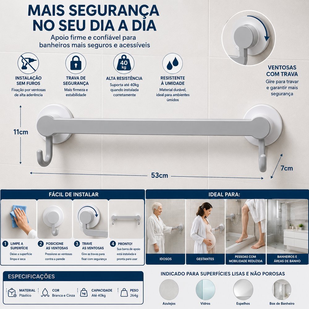 Suporte Multiuso Para Banheiro - Branca