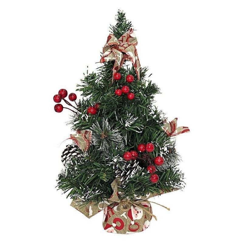 Mini Árvore De Natal Pinheiro 26cm Com Pinha Frutinhas Vermelhas e Laço Ideal Para Mesas Balcões ou Escritórios