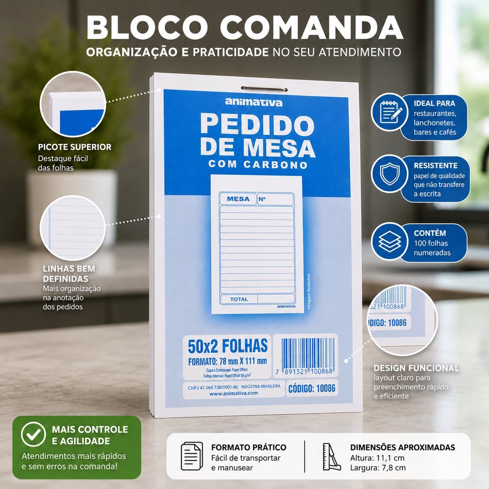 Pedido De Mesa com Carbono 50x2 Folhas