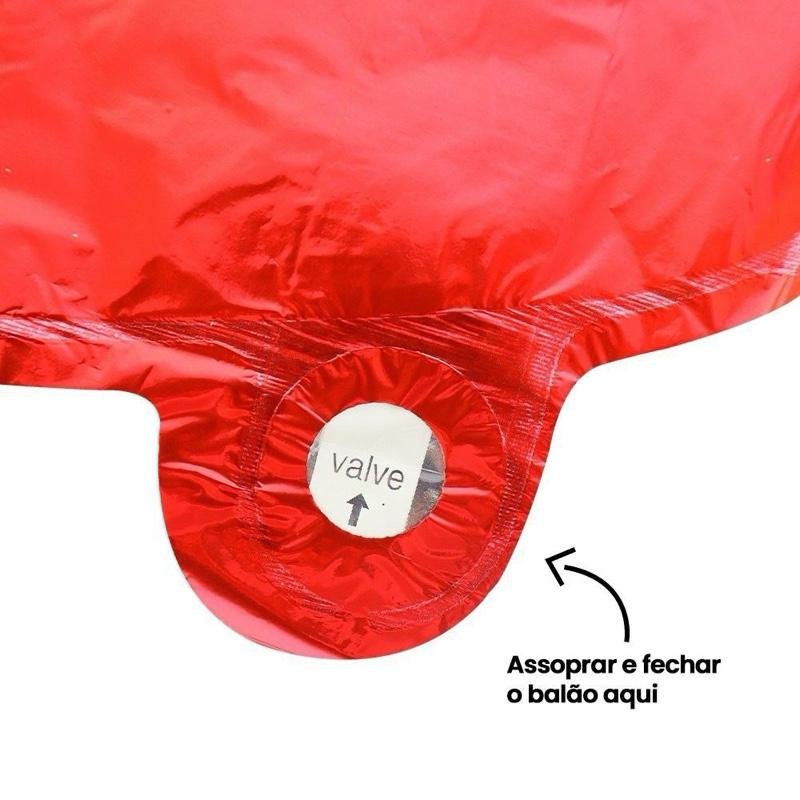 Kit Balões Balão Metalizado Vermelho De 37 Cm Com Assoprador Fitilho De 6 Metros Para Pendurar - Feliz Natal