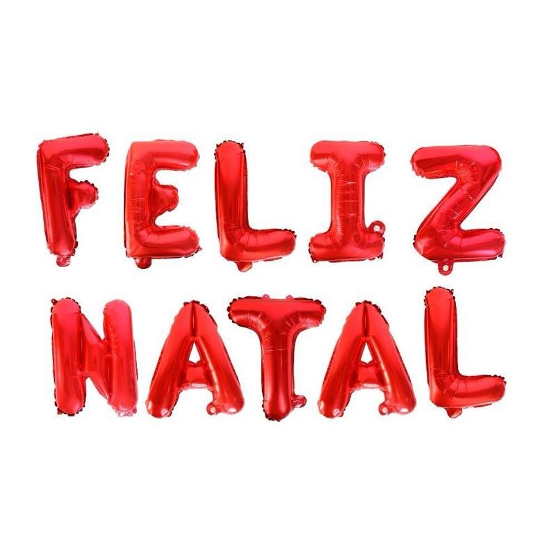 Kit Balões Balão Metalizado Vermelho De 37 Cm Com Assoprador Fitilho De 6 Metros Para Pendurar - Feliz Natal