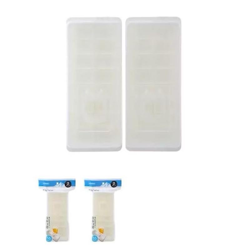 Kit 2 Formas de Gelo com Tampa 16 Cubos Cada Cozinha Geladeira - Cor Branca
