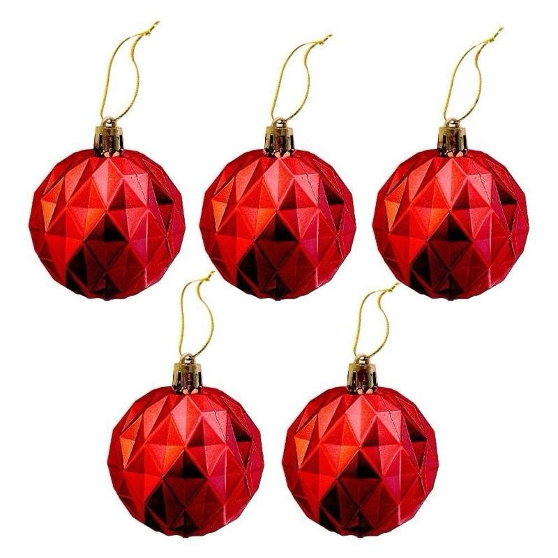 Kit Enfeites de Natal Completo Bolas Estrela Dourado e Vermelho Conjunto Com 40 Peças Variadas