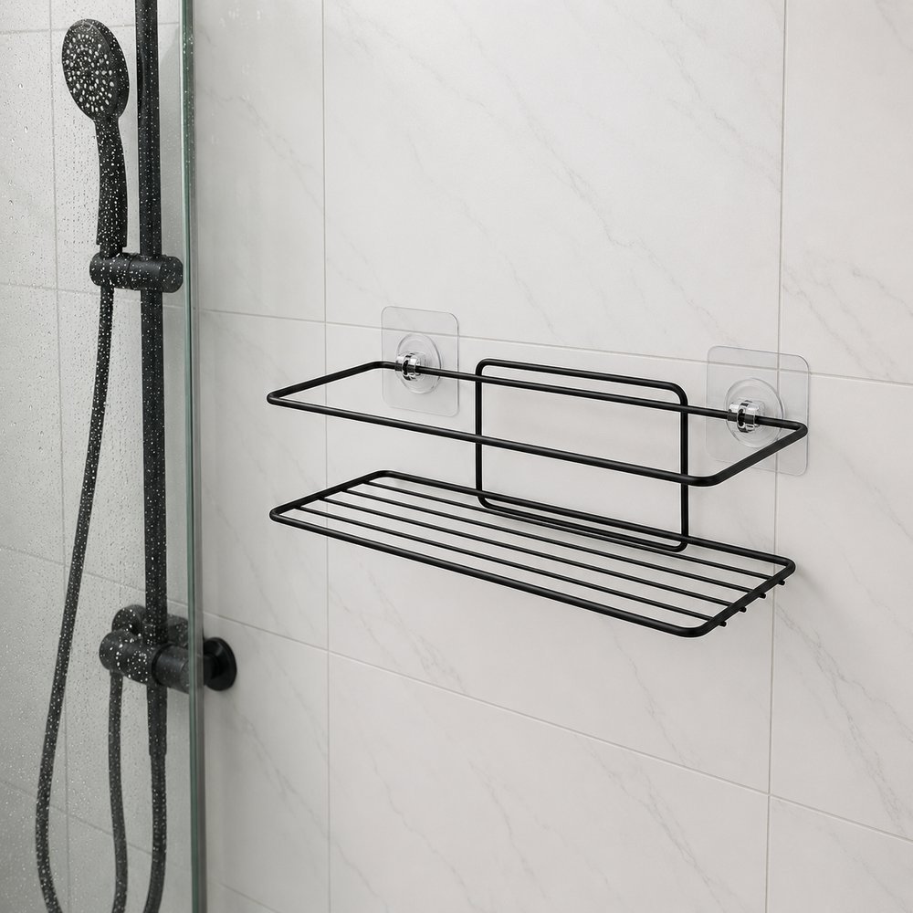 Suporte Para Produtos de Banheiro com Fixadores - Preto