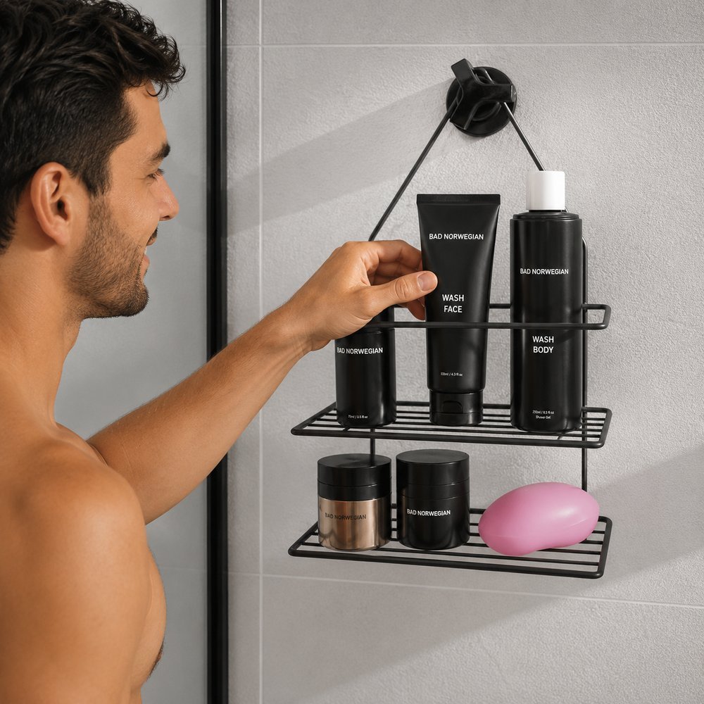 Porta Produtos Para Banheiro 2 Divisórias - Preto