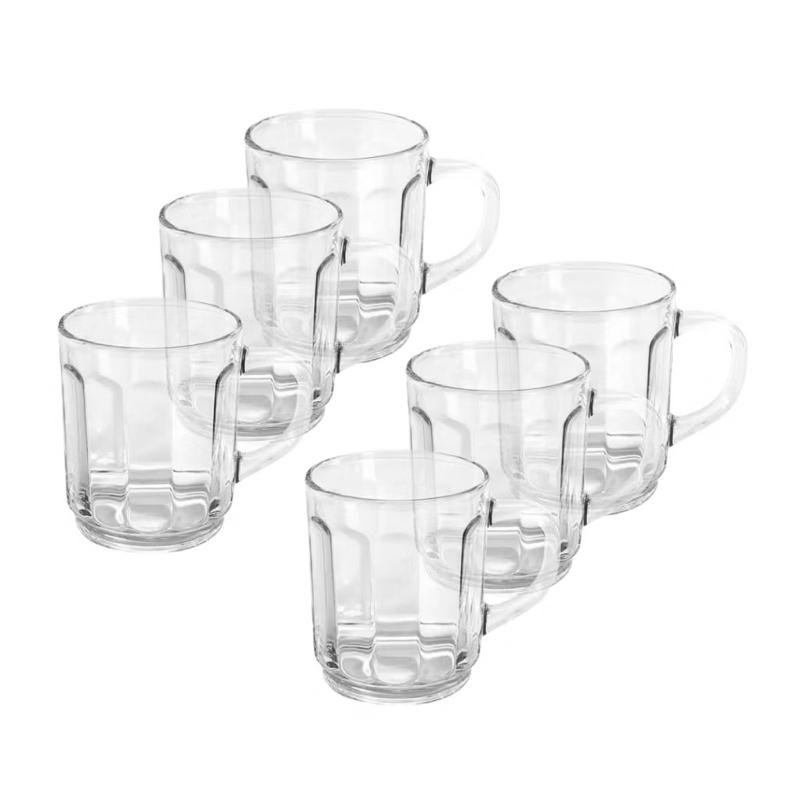 Conjunto Jogo 6 Unidades Xícaras Canecas Vidro Carmine Café Chá Leite Cappuccino 245ml