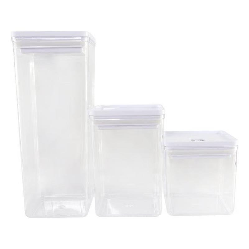Kit 3 Potes Organizadores Herméticos 1L 1,5L 2,5L Vedação Porta Mantimentos Cozinha Grãos Cereais Snaks Biscoitos Cor:Ki