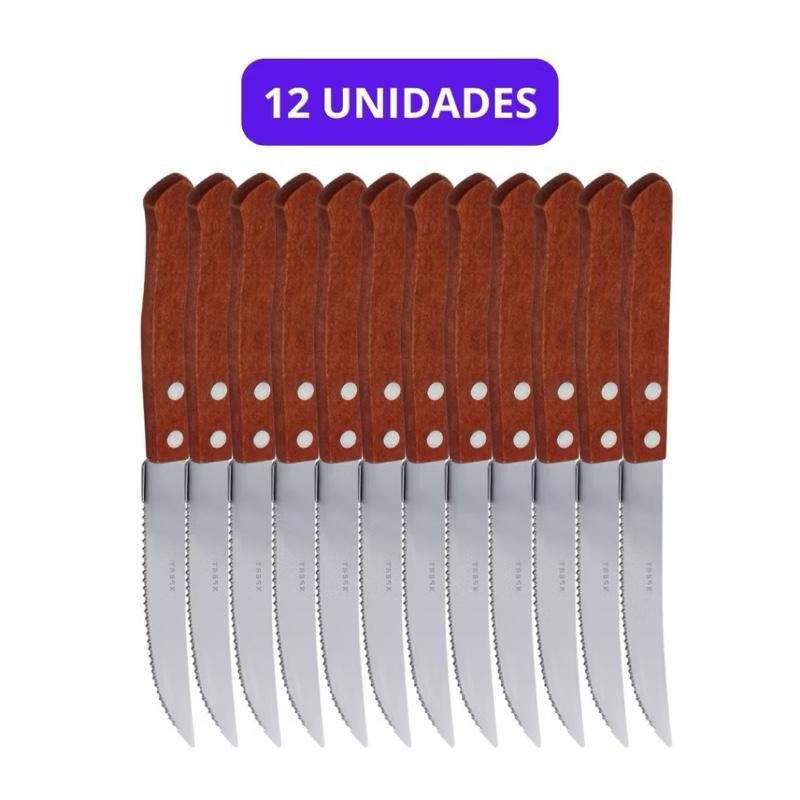Kit 12 Colheres Garfos ou Facas Inox Cabos de Madeira Talheres