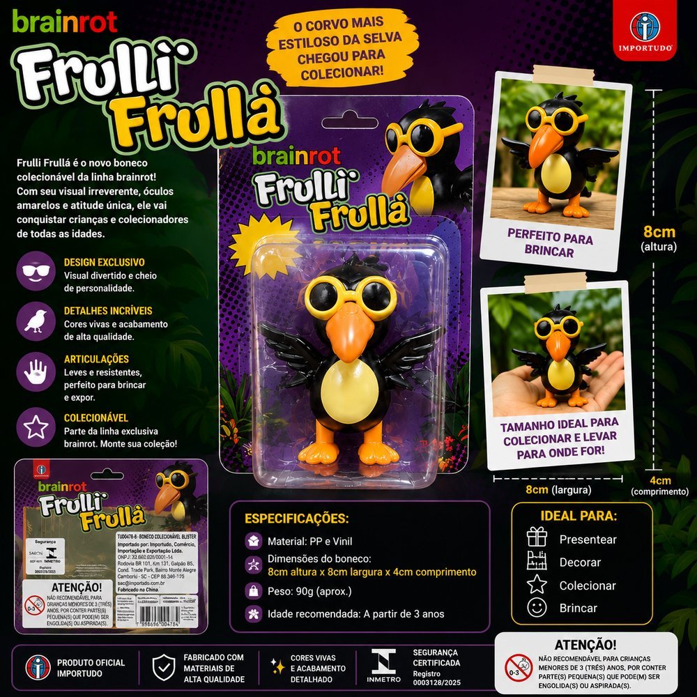 Boneco Colecionável Brainrot Frulli Frullà