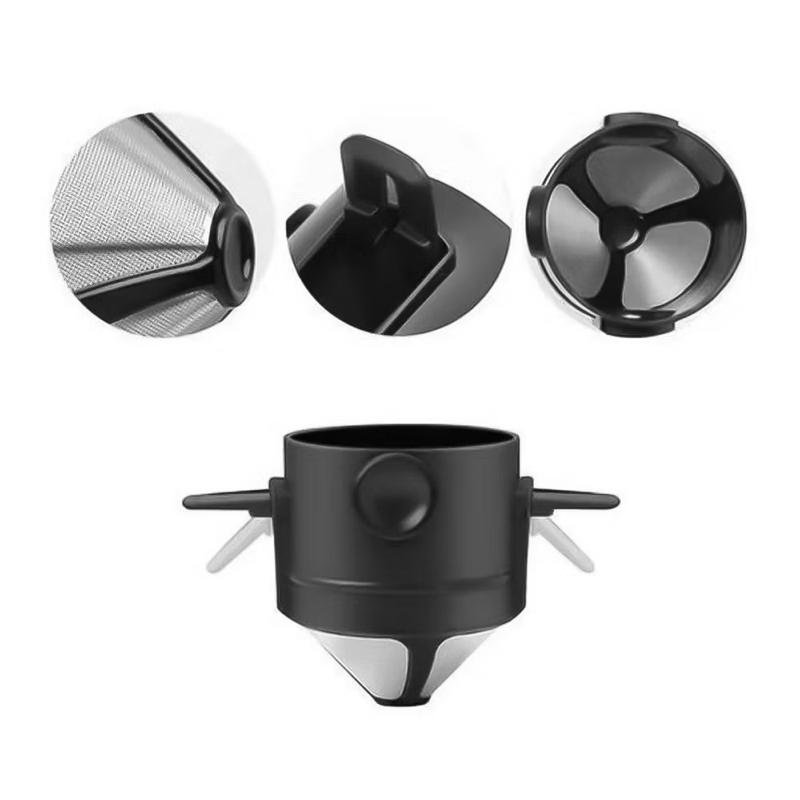 Mini Filtro Coador de Café Chá Portátil Reutilizável Com Suporte Dobrável Lavável Individual Cozinha