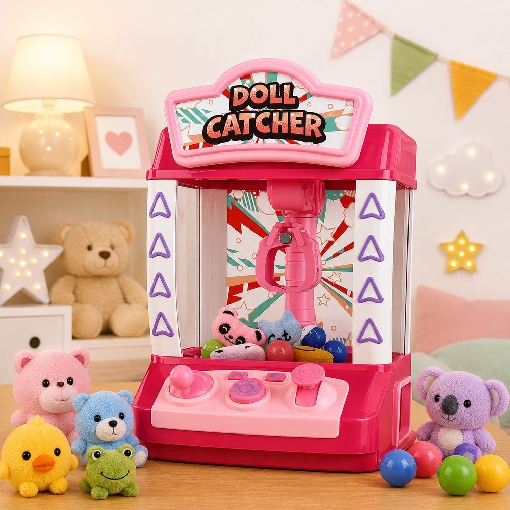 Máquina de Pegar Brinquedos Infantil com Luz, Música e Som - Rosa