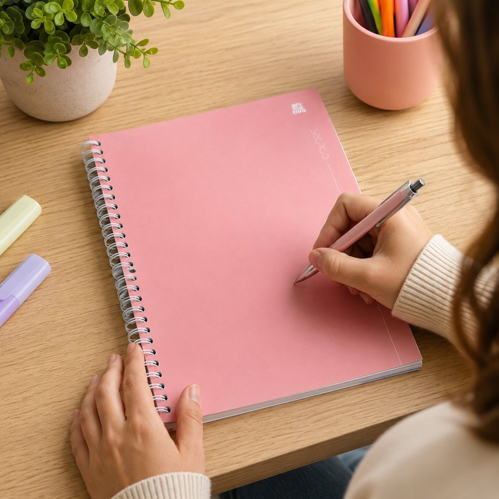 Caderno universitário Espiral 10 Matérias 160 Folhas - Rosa