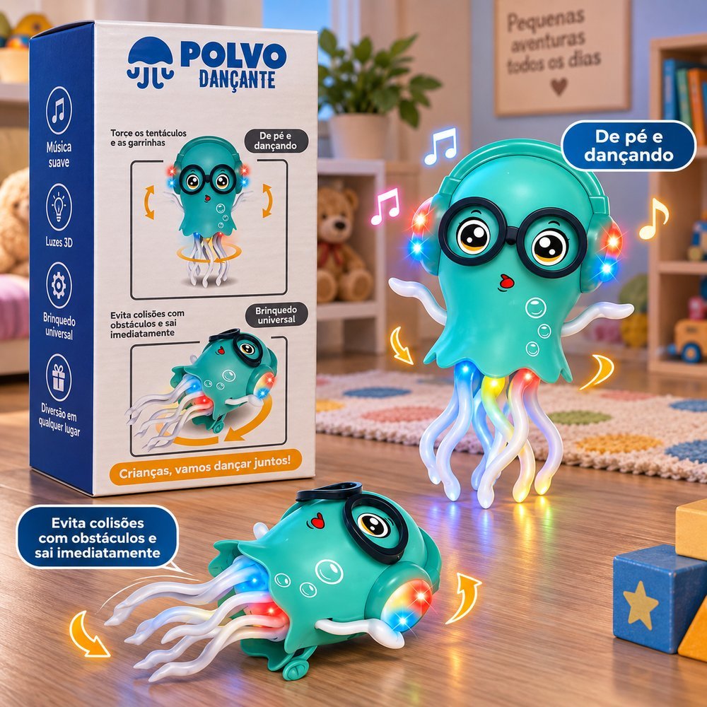 Polvo Dançante Infantil com Luz Som Música e Movimento